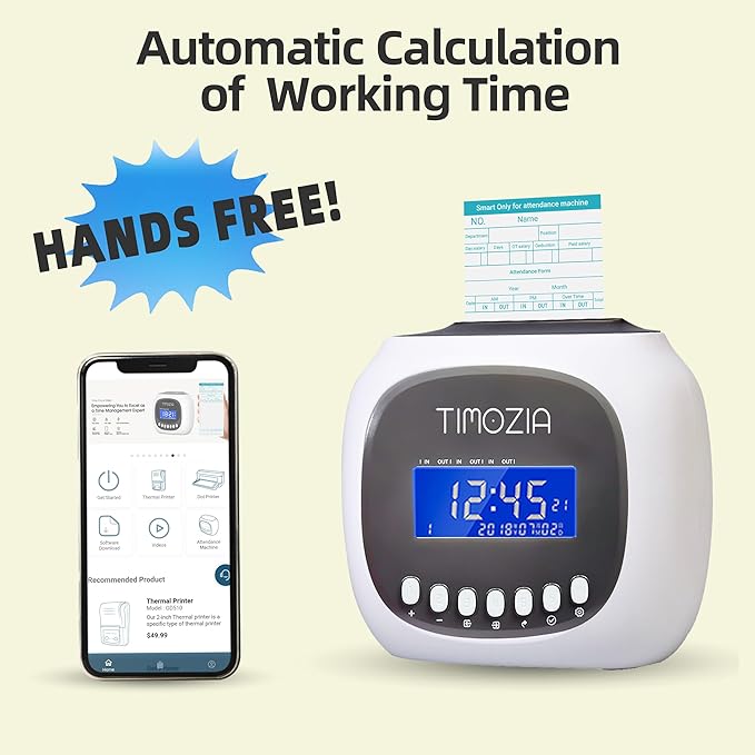 Time Clocks for Employees Small Business, Auto-Align Time Clock | 6 Punches per Day Time Machine, Clock in Machine for Employees with Time Cards, 2 Ink Ribbons(1 Inside) and 1 Rack
