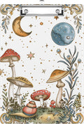 Mushrooms Moon Clipboard Decorative Clip Board with Metal Clip A4 Standard Size 12.5" X 8.7" for Teacher Students Nurses Office