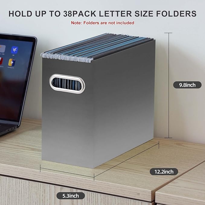 Oterri Cardboard File Organizer Box for Hanging File Folders Letter Size,File Box for Computer Desk,File Cabinet,Working Home,Office,Classroom (Gradient Light gray, Letter Size - 4 Packs)