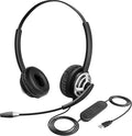 MKJ USB Office Headset with Microphone Noise Canceling - Computer Headphones for Call Center & Business, Work with PC, Laptop, Zoom Meetings, Ms Teams, Webex, Webinar, UC Platforms, Virtual Learning