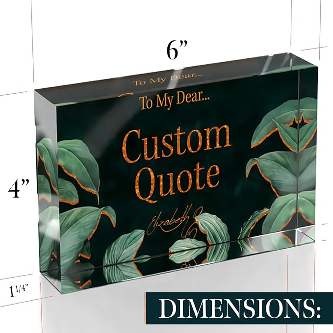 Personalized Gifts, Custom Quote Block Letter Board,Crystal-Clear Acrylic With Gift Box,17 Styles, Holiday and Christmas Gift for Mom, Dad, Girlfriend, Him or Her, Husband, Wife (4"x6", Botanical Lux)