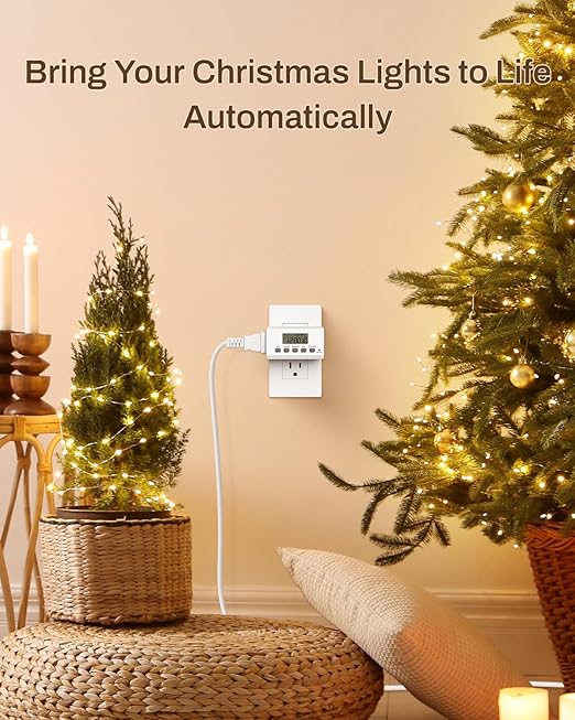 BN-LINK Indoor Digital Timer Outlet,24 Hour Light Timer Easy Programmable,Mini 2 Prong Plug in Timers for Electrical Outlets,Lamps,Fans,2 On/Off Programs,2 Pack,15A/1875W, ETL Listed