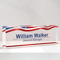 Personalized American Flag Name Plate for Office Desk - Gifts for Boss, Men, Employee Appreciation, Office Decor (US Flag 2)