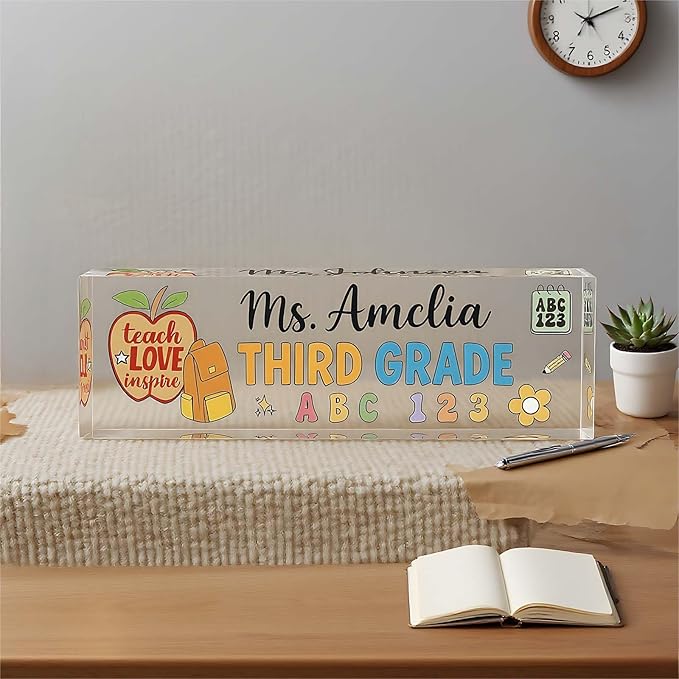 Custom Desk Name Plate, Teacher Name Plate for Desk, Office Decor for Women, Coworkers, Employee (S6)