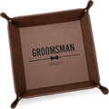 Lifetime Creations Personalized Groomsman Valet Tray - Custom Gifts for Groomsmen Proposal, Vegan Leather Catchall Wedding Gifts (Brown, Bow Tie Design)