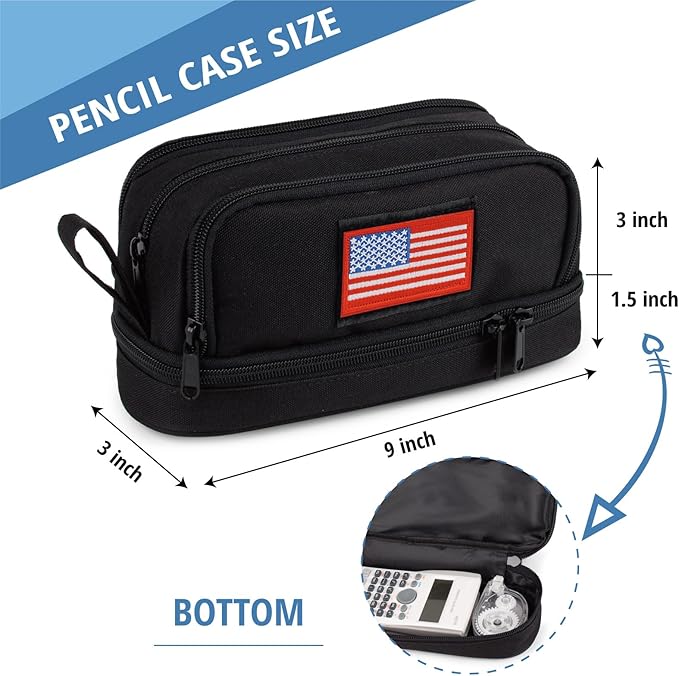 ATRIPACK Tactical 4 Compartments Pencil Case for Boys,Big Canvas Pen Pouch Bag, Large Capacity Pen Box, Tool Bag for Middle School College Office Organizer for Kids Men Women Adult Teens