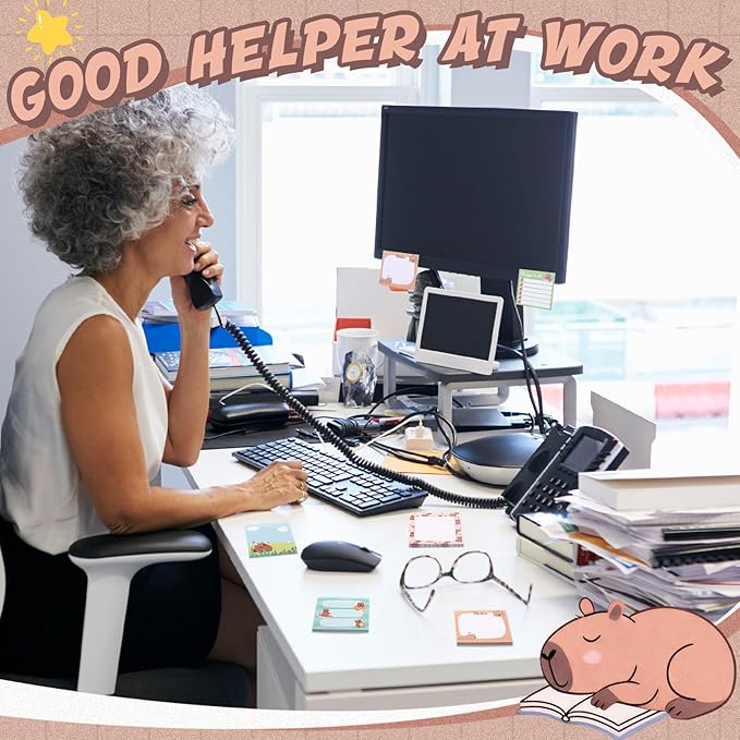 9 Pads Capybara Sticky Notes Cartoon Self Stick Notepads 3x3 Inches Notes Adhesive Memo Pad Office Decor Gifts for Students School Teacher Office Meeting