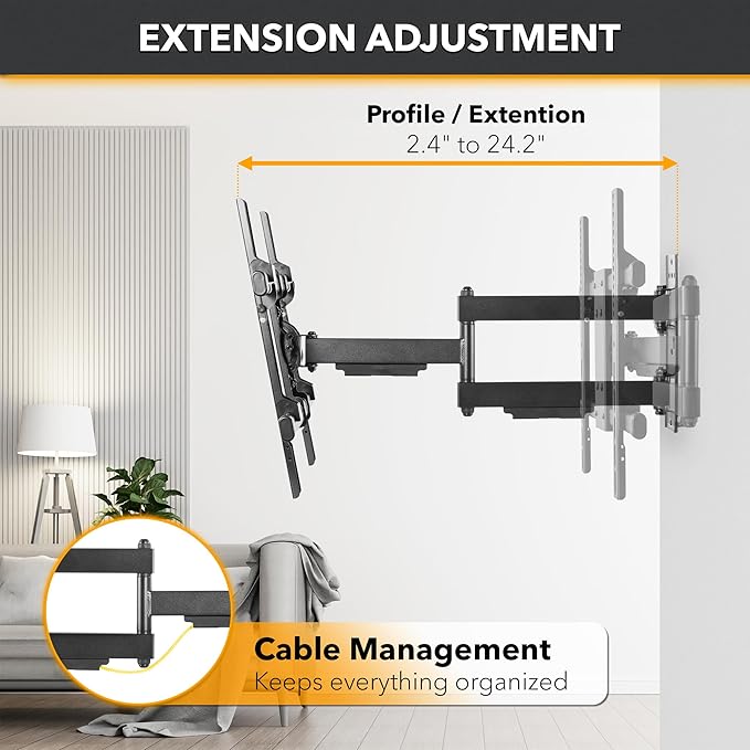 CondoMounts TVA8144 Full Motion TV Wall Mount for 32"-65" Screen | Swivel and Tilt TV Bracket with Articulating Arms, Holds 110lbs | UL Certified