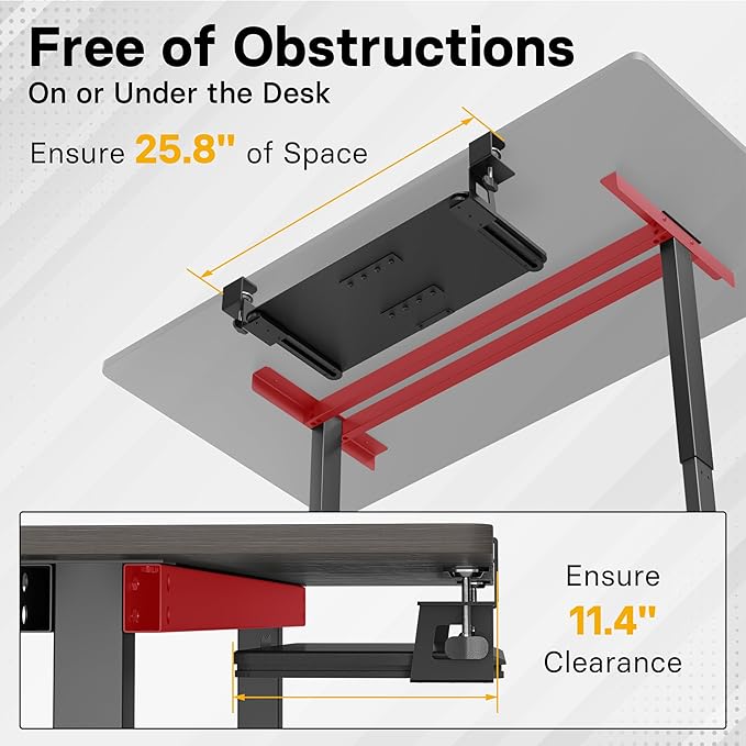BONTEC KMT01 Under Desk Keyboard Tray, Pull-Out Keyboard & Mouse Platform with C-Clamp, 25.6 x 11.8 in Space-Saving Ergonomic Slide-Out Drawer, Black