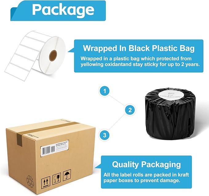 NineLeaf 4 Roll 3''x1'' Direct Thermal Label Barcodes Postage Shipping Address Labels with 2000 Labels/Roll Compatible for Zebra Eltron Rollo Desktop Label Printers