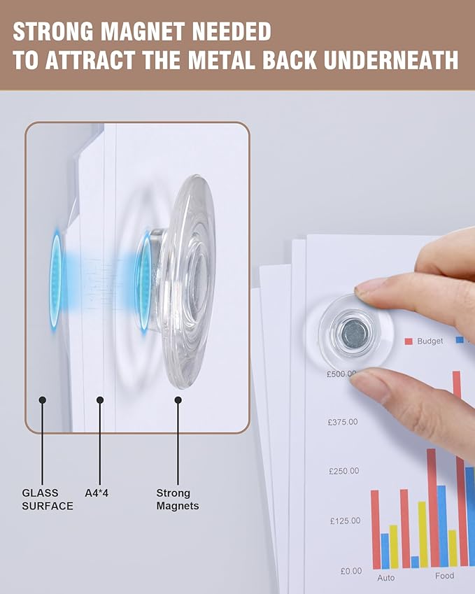 Mifuro Magnetic Glass Whiteboard，24"x18" Wall Mounted Frameless Dry Erase Board for Office, Home & School Ultra White