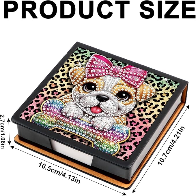 2 pcs Dog Diamond Painting Kit Note Box,Animal Memo Paper Storage Box Diamond Art,Sticky Note Holder Diamond Art,Diamond Painting Memo Pad For Office Desk. (Animal)