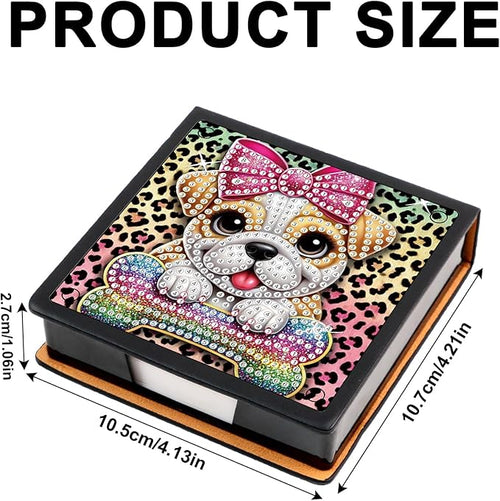 2 pcs Dog Diamond Painting Kit Note Box,Animal Memo Paper Storage Box Diamond Art,Sticky Note Holder Diamond Art,Diamond Painting Memo Pad For Office Desk. (Animal)