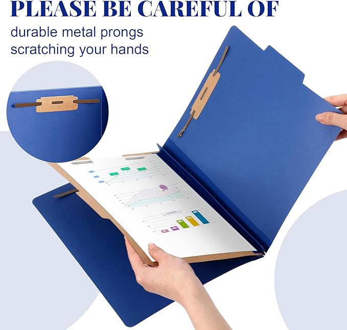 Skyygemm 24 Pcs Classification Folders Letter Size, 1 Divider Pressboard File Folder with Fasteners, Expanding File Organizer Bulk for Teachers, Clergy, Office, Church, Christmas Donations (Dark Blue)