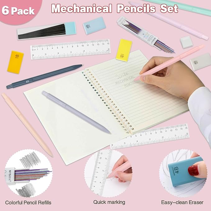 HRFGWDD 52 PCS Aesthetic School Supplies with Highlighters, Mechanical Pencils, Color Ink Gel pens, Pencil Case, Bible Study Supplies, Pens Pencils and Highlighters Set, Stationary Set for Student