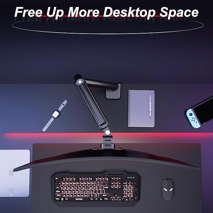 Monitor Arm for 17-35" Screens up to 24.2 lbs, Ergonomic Gas Spring Monitor Stand with Height Adjust, Tilt, Swivel & Cable Management, VESA Desk Mount with 2 Types of Installation, Black
