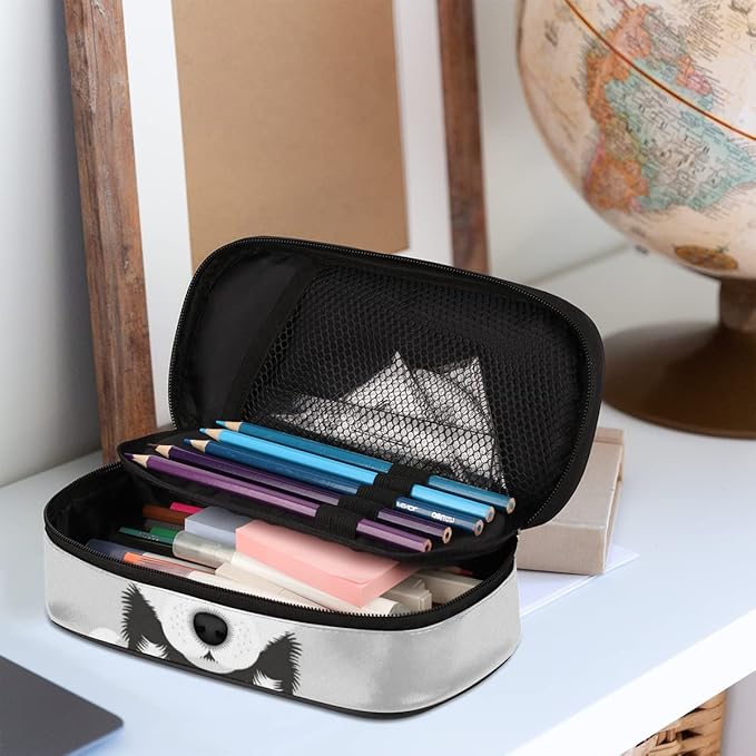 Pardick Husky Dog Big Capacity Pencil Pen Case Cute Dog Large Pencil Pouch with Zipper Compartments Pencil Bag for Boys Girls Adults Student Office School Supplies