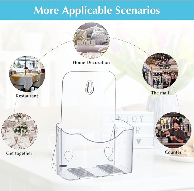 Chinco 10 Pack Acrylic Brochure Holders Bulk 6x8 Inch Commercial Menu Stands, Wall Mountable Display for Restaurants, Wedding, Literature, Pamphlets, Flyers and Trifold Documents