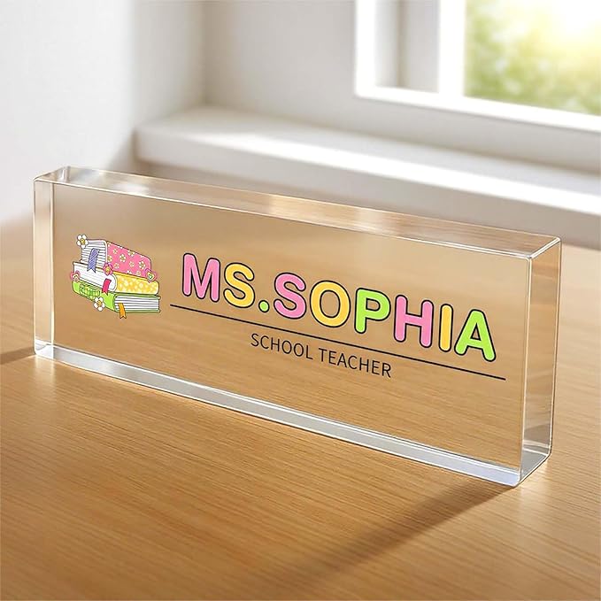 Custom Desk Name Plate, Teacher Name Plate for Desk, Office Decor for Women, Coworkers, Employee (S8)