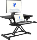 FLEXISPOT Motorized Standing Desk Converter 32" Black Electric Height Adjustable Stand up Desk Riser with Quick Release Keyboard Tray