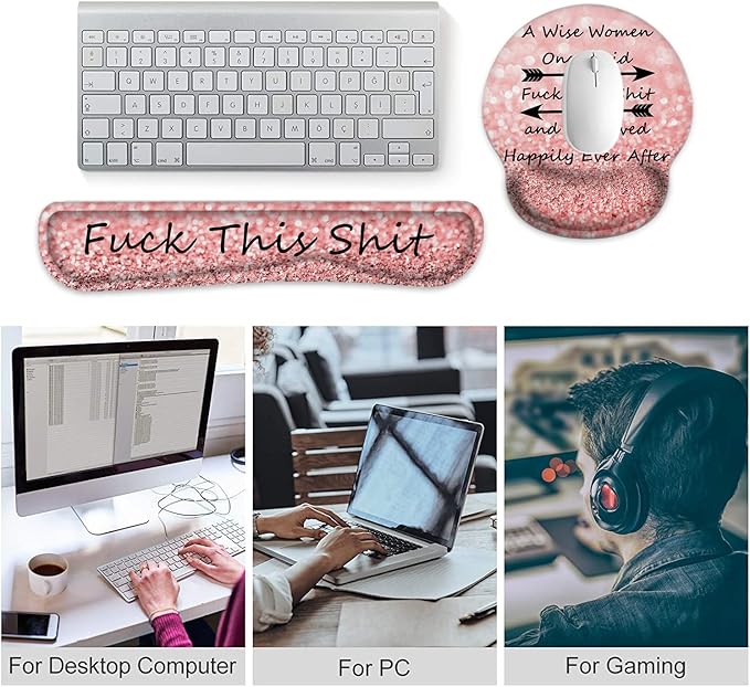 Ergonomic Memory Foam Keyboard and Mouse Support, Non-Slip & Pain Relief Wrist Rest, Comfortable Game and Office Use