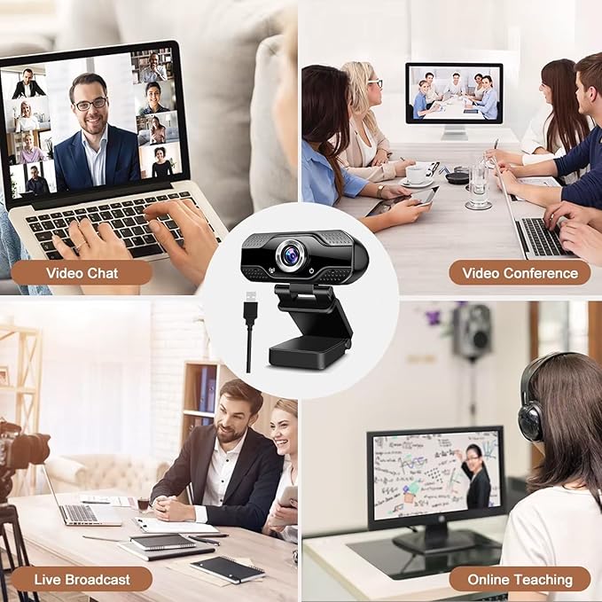 YOUPECK 4K 2K 1080P HD Webcam with Microphone, Noise Cancellation, Privacy Cover, Wide-Angle Lens, Auto Light Correction, Plug & Play USB Webcam for Laptop, Desktop, PC, Zoom, Skype, Stream