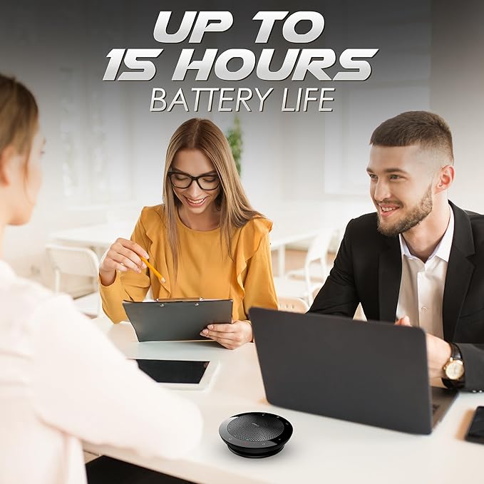 Jabra Speak 510 UC - Portable USB & Bluetooth Conference Speakerphone for Business, Remote Work & Meetings - Zoom & Google Meet Certified - Boomph's Ultimate Cloth Solution for Crystal Clear Sound