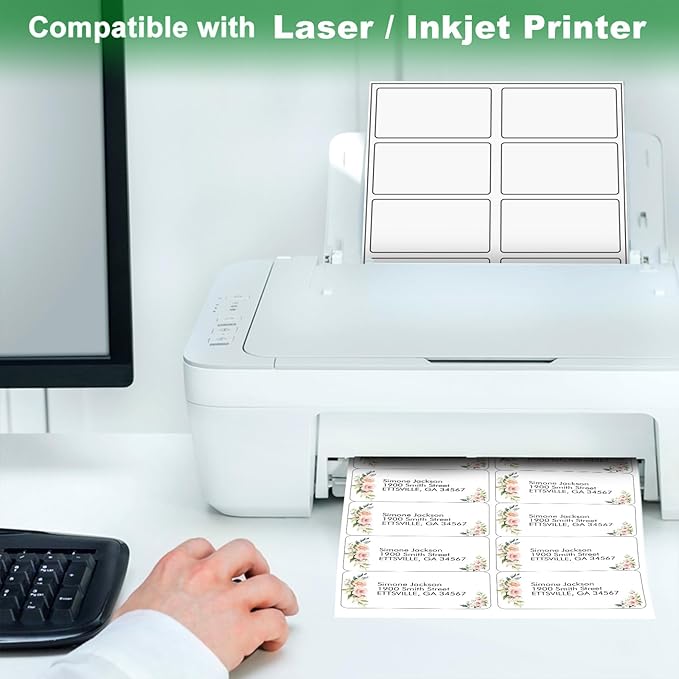 Label Stickers 2x4, 5000 Strong Adhesion Address Mailing Labels, Matte White Printable 8.5 x 11 Lable Sticker Paper for Laser Inkjet Printer, 10 Up Small Shipping Labels Per Sheet (500 Sheets)