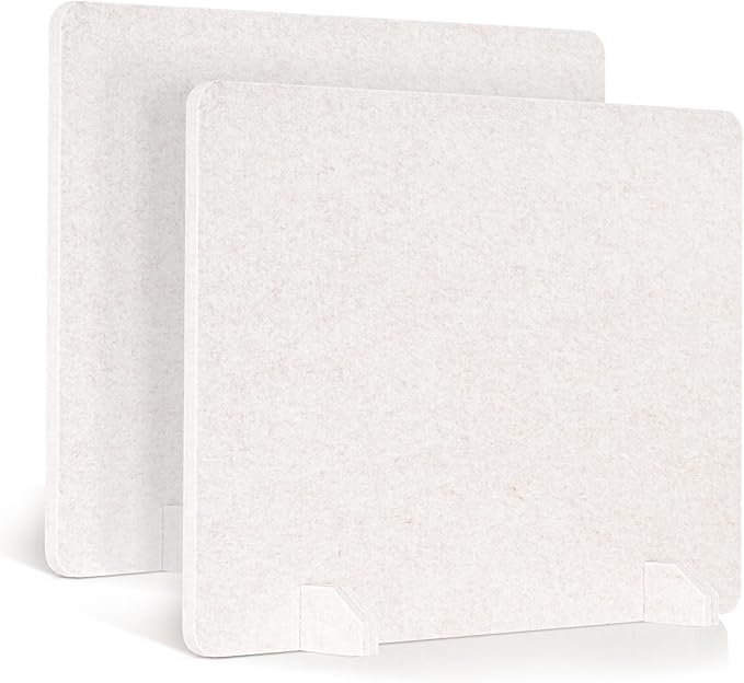 AMUSIGHT 2 Pack Acoustic Desk Dividers - 24" x 20" Freestanding Privacy Panels Set with Noise - Reducing Design Cubicle Sound Proof, Ideal for Office, Classroom, and Home (Light Beige)