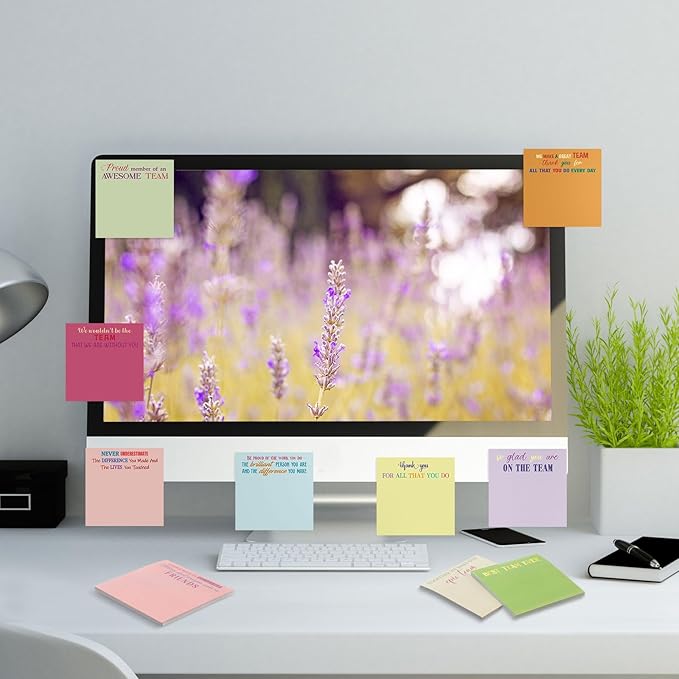 Yinder 24 Pcs Employee Appreciation Sticky Notes New Year Gift Bulk Motivation Sticky Note Pads Inspirational Gift for Teacher Nurse Staff Coworker Office Supply 3 x 3'' (Appreciation,Vivid)