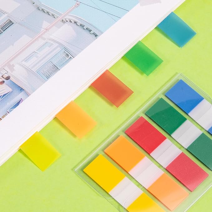 BukSuk 600 Pieces Tabs 2'' Sticky Tabs, Writable and Repositionable File Tabs Flags Colored Page Markers Labels for Reading Notes, Books and Classify Files, 22 Sets 10 Colors
