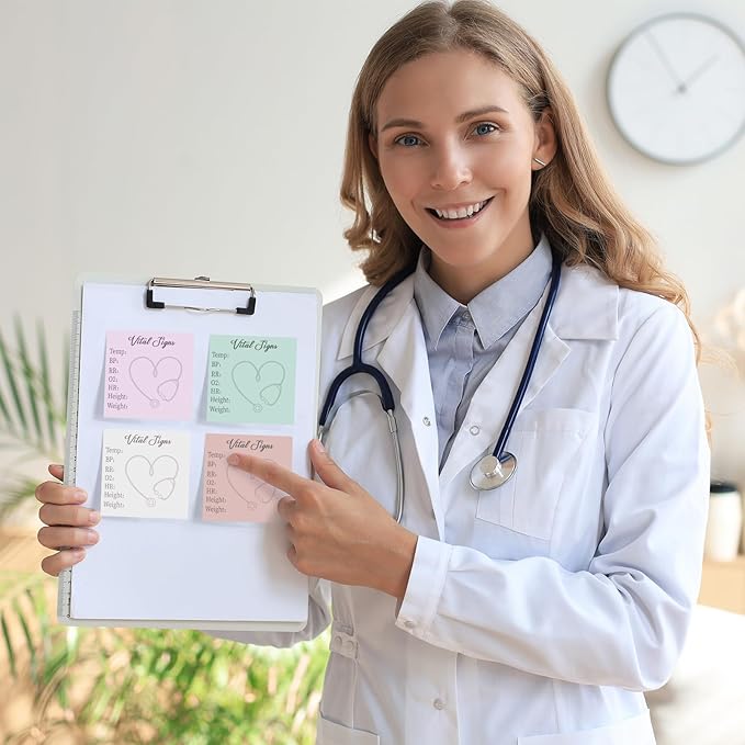 9 Pads Vital Signs Sticky Notes 3x3 Inch Cute Self Stick Notepads Notes Adhesive Memo Pad Office Decor Gifts for Students School Teacher Meeting Office Supplies