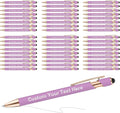 ENOMY 50 Pcs Bulk Personalized Custom Pens with Stylus Ballpoint Pens Customized with Text Logo Name Best Gift for College Business Promotion Wedding Birthday Christmas (Purple)