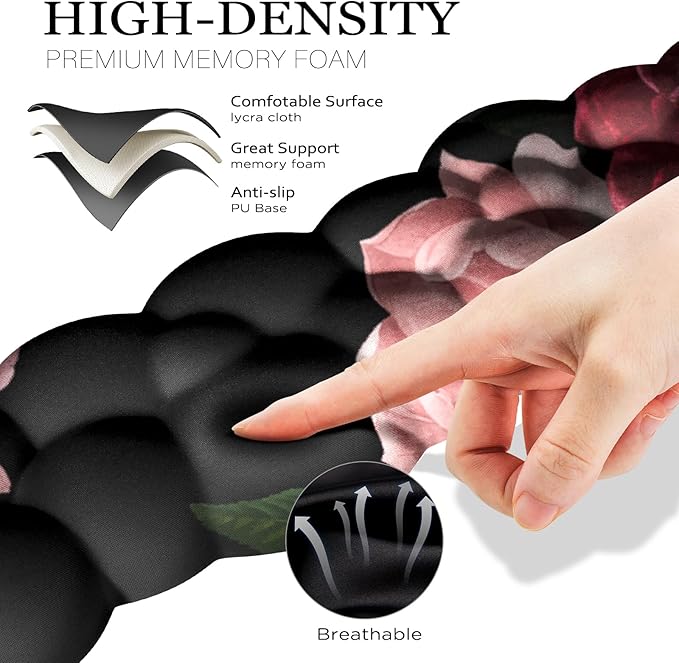 JIKIOU Cloud Wrist Rest Keyboard, Cloud Keyboard Wrist Pad Set with Comfortable Cloth, Cute Arm Rest for Palm Support, PC/Gaming Desk Accessories/Office Setup/Computer Hand Cushion Multicolored Peony