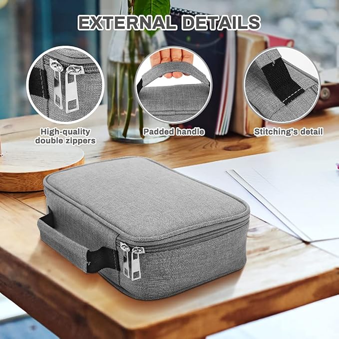 Large Capacity Pencil Case, 72 Slots Colored Pencil Pouch Bag Portable Pencil Holder Stationery Organizer with Compartments for Office and Travel, Grey
