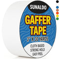 Gaffers Tape, Strong Hold, Easy to Rip, Residue-Free Professional Grade Floor Tape for Electrical Cords, Matte Finish Non Reflective, Weather Resistant (1 Pack, White, 2" x 30 Yards)