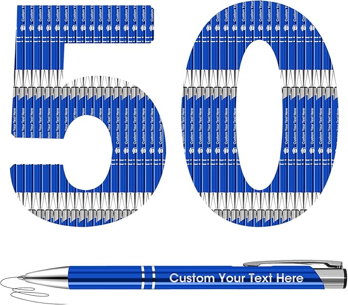 ENOMY 50 Pcs Personalized Pens Bulk Custom Pens with Logo Text Name Black Ballpoint Pens Inspirational Writing Pens, Gift for Teacher Student College Office Wedding Christmas Birthday