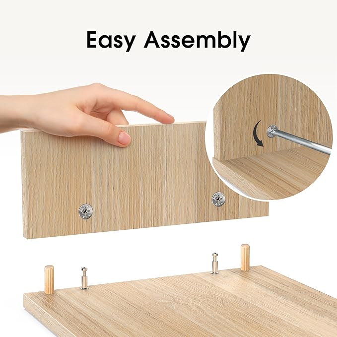 FITUEYES Dual Monitor Stand – 3 Shelf Computer Monitor Riser, Wood Desktop Stand with Adjustable Length and Angle, Desk Accessories, Office Supplies Medium Oak, DT108006WO