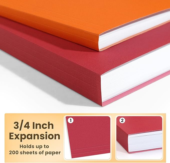 SUNEE Hanging File Folders, Assorted Colors - 75 Pack, Colored File Folders Letter Size with 1/5-Cut Tabs, Ideal for Organizing Home and Office Documents