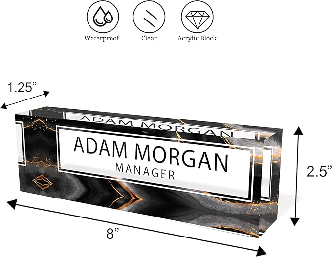 ARTBLOX | Custom Name Plates for Desk, Ideal Office Decoration for Men and Women, Clear Acrylic Desk Name Plate