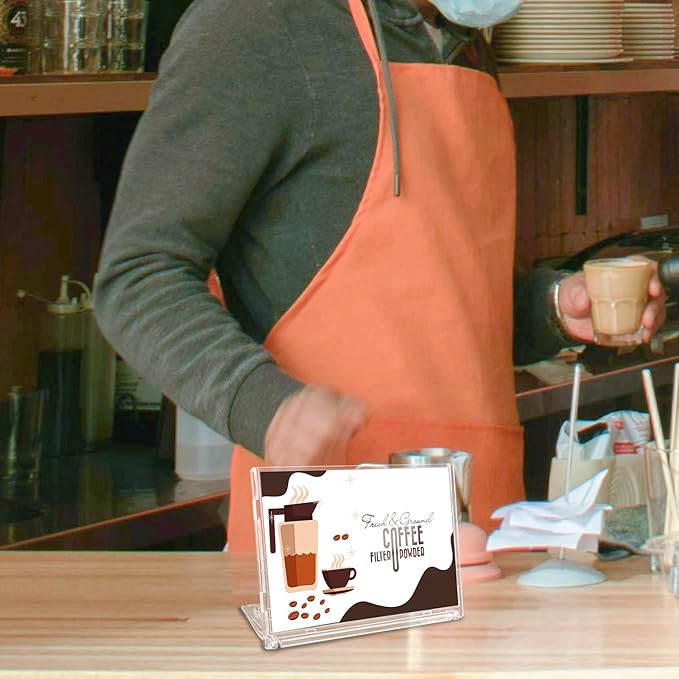 10 Pack 3x5 Inch Small Sign Holder Horizontal, Double-Sided Usage with Swivel Base for Table Display, for Office, Store, Restaurant, for Number/Name/Food Label Display, Note