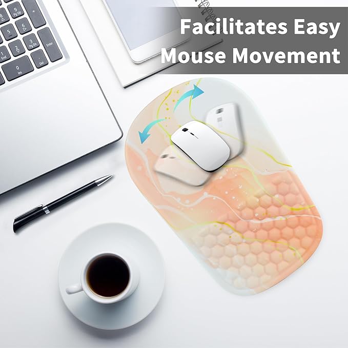 Ergonomic Mouse Pad with Wrist Support, Comfortable Memory Foam Mousepad with Massage Design and Non-Slip PU Base, Wrist Rest Mouse Pad for Office and Home, 12x8 Inch