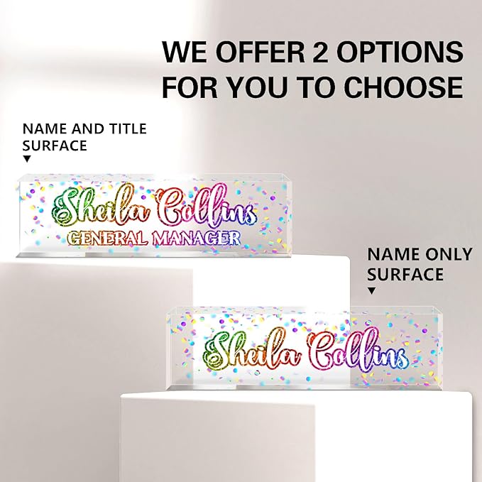 Custom Acrylic Name Plate for Desk, Employee Appreciation Gifts, Office Decor, Personalized, Funny Office Gifts for Coworkers Boss Teacher (Rainbow)