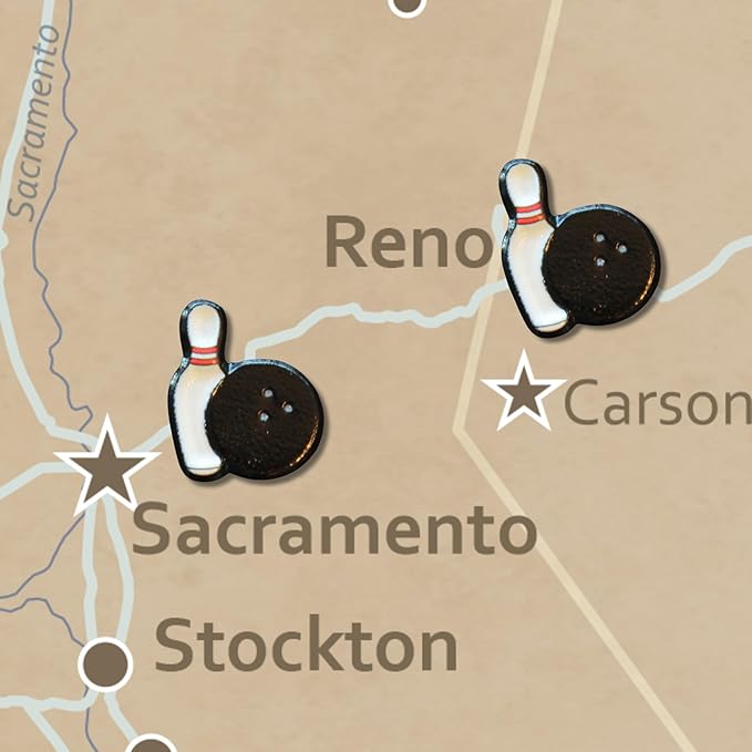 Bowling Ball Push Pins - Bowling Map Pins for Cork Boards, Maps, or Lapel Use - Designed in USA - Set of 20