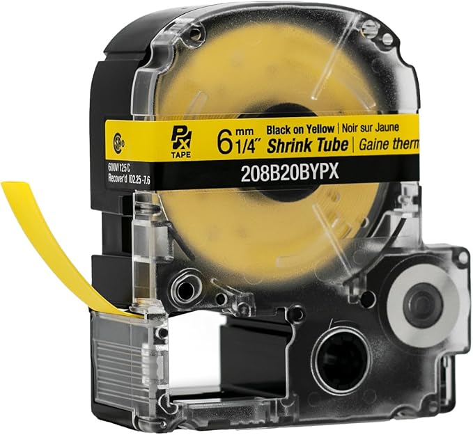 LABELWORKS Epson LW-PX700PCD Industrial Label Maker Kit and 208B20BYPX Black on Yellow Shrink Tube Industrial Label Maker Tape