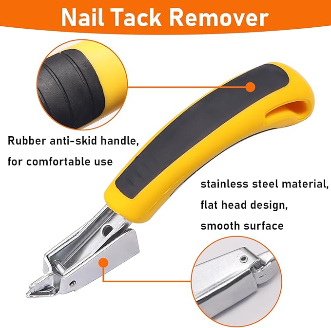 Hmknana 4Pcs Upholstery and Construction Staple Remover Tools Set - Nail Tack Remover, U Tack Lifter, End Cutting Plier, Carpet Remover Tool for Furniture Floor Craft Project Photo Frame