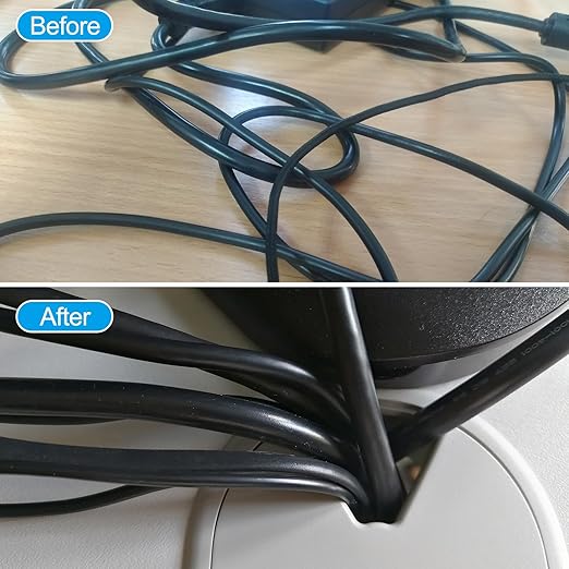 PATIKIL 60mm Desk Grommet, 8pcs Desk Cord Hole Cover Desk Cable Hole Grommet Cover Sturdy ABS Plastic Round for Cables Cabinets Desktop Equipment Wiring Organizing,Elasticity, White