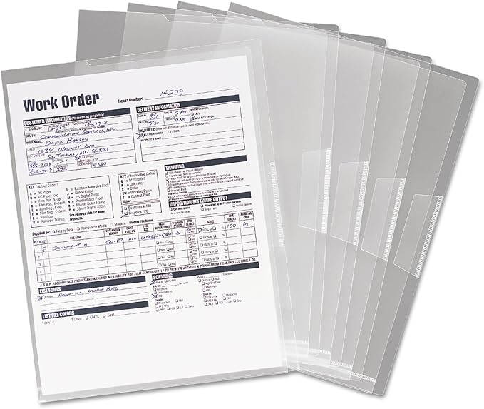 Smead Organized Up Poly Translucent Project Jacket, Letter Size, Clear, 5 per Pack (85751)