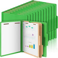 Skyygemm 24 Pcs Classification Folders Letter Size Bulk - 2 Dividers Pressboard File Folder with 3. 5 Inch Expansion, 2 Prongs Fastener, Heavy Duty Office File Organizer for Teacher Medical (Green)
