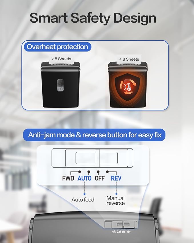 8-Sheet Micro-Cut Paper Shredder, P4 High Security, 4 Gallon Bin, 2-Minute Continuous Run, Home & Small Office Use